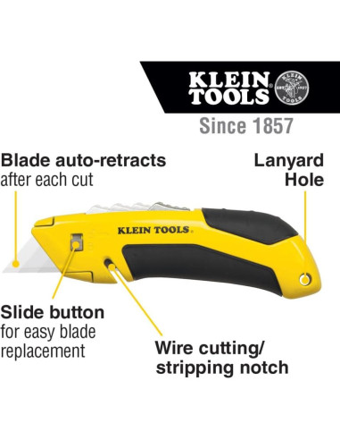 Cuchillo Utility Retráctil Klein Tools 44136, 14.6 cm, Antideslizante