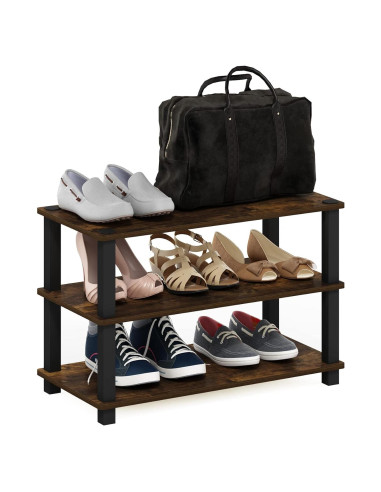 Estante para Zapatos Furinno Turn-S-Tube 3 Niveles Pino Ámbar/Negro