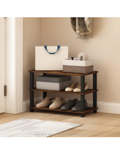 Estante para Zapatos Furinno Turn-S-Tube 3 Niveles Pino Ámbar/Negro 2