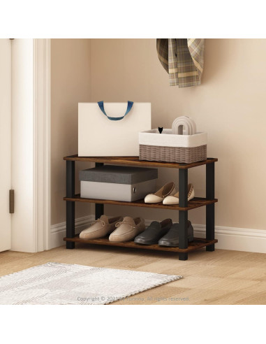 Estante para Zapatos Furinno Turn-S-Tube 3 Niveles Pino Ámbar/Negro