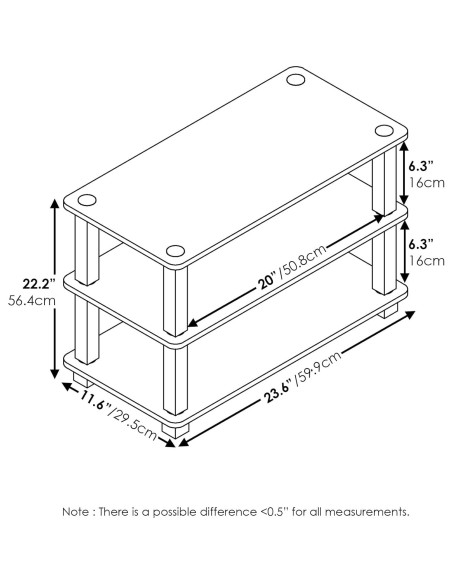 Estante para Zapatos Furinno Turn-S-Tube 3 Niveles Pino Ámbar/Negro