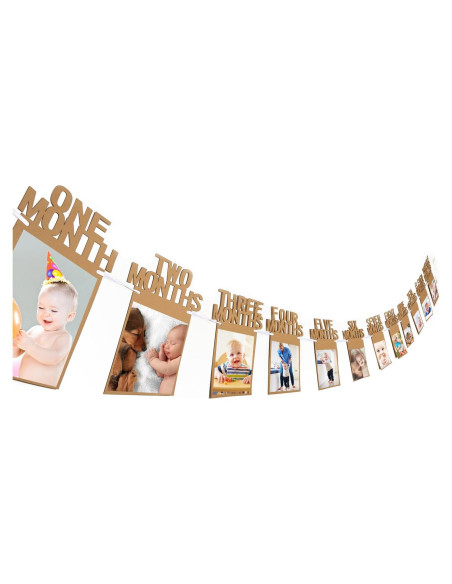 Banderín de Foto de Cumpleaños 1er Año Bememo - 12 Meses