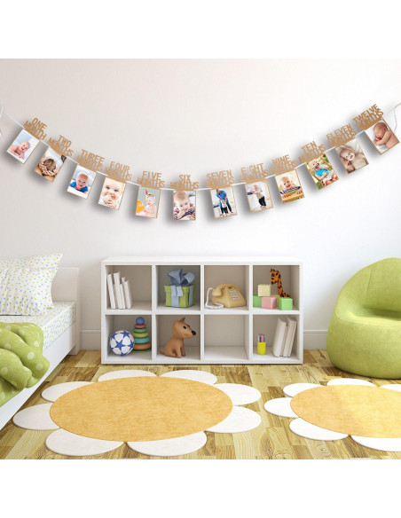 Banderín de Foto de Cumpleaños 1er Año Bememo - 12 Meses