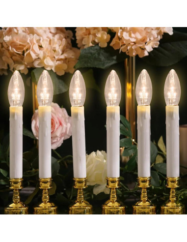 Paquete de 6 Bombillas LED C26 E12 3V Luz Blanca Cálida