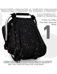 Cubierta de Asiento de Coche Impermeable para Bebé Negro 2