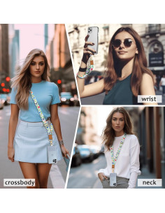 Correa cruzada ajustable Piefly para teléfono y llaves - Diseño floral 2