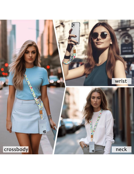 Correa cruzada ajustable Piefly para teléfono y llaves - Diseño floral