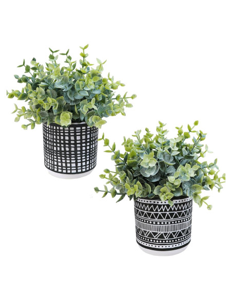 Juego de 2 Plantas de Eucalipto Artificial Winlyn en Macetas Negras