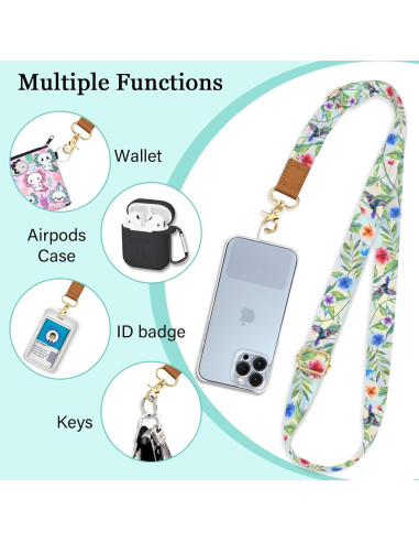 Correa cruzada ajustable Piefly para teléfono y llaves - Diseño floral
