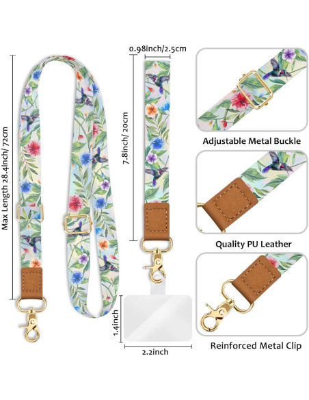 Correa cruzada ajustable Piefly para teléfono y llaves - Diseño floral
