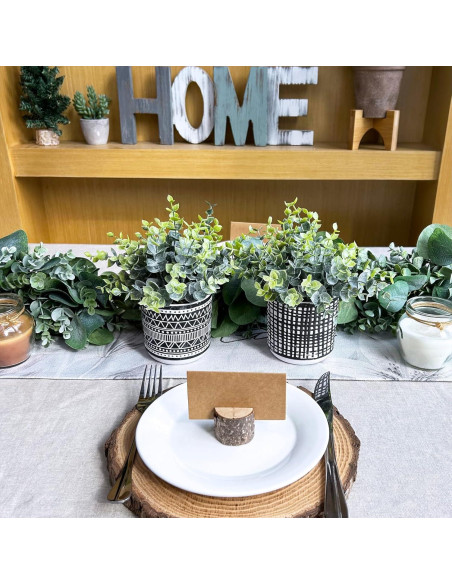 Juego de 2 Plantas de Eucalipto Artificial Winlyn en Macetas Negras