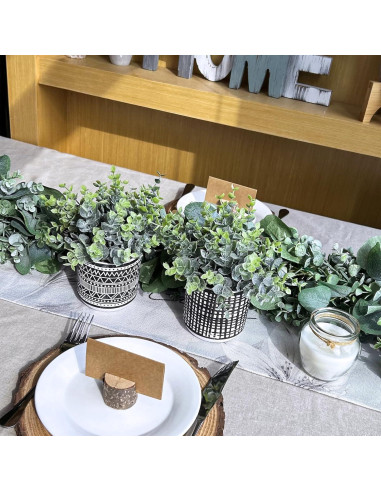 Juego de 2 Plantas de Eucalipto Artificial Winlyn en Macetas Negras