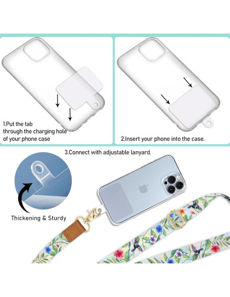 Correa cruzada ajustable Piefly para teléfono y llaves - Diseño floral