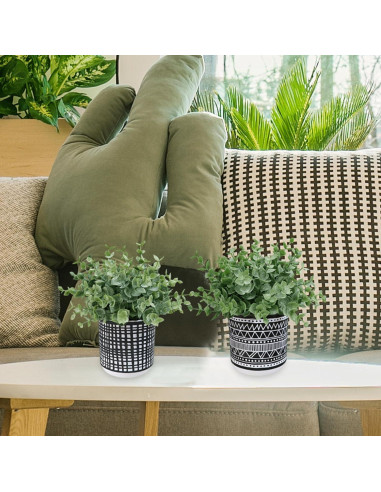 Juego de 2 Plantas de Eucalipto Artificial Winlyn en Macetas Negras