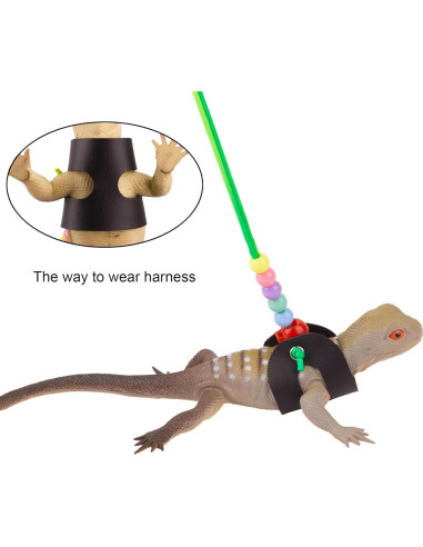 Arnés y Correa Ajustable para Dragón Barbudo ADOGGYGO - Cuero Colorido S/M/L