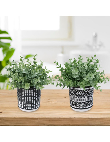 Juego de 2 Plantas de Eucalipto Artificial Winlyn en Macetas Negras