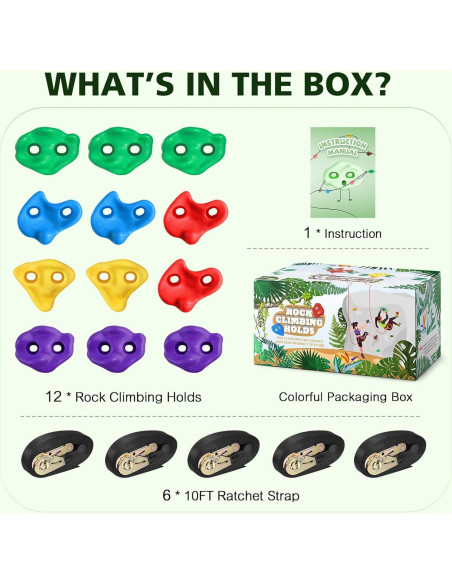 Agarraderas de Escalada TOPNEW para Árbol Ninja - 12 Piezas