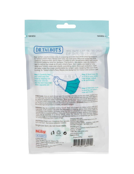 Mascarillas Desechables Dr. Talbot para Niños 2-5 Años - 10 Unidades