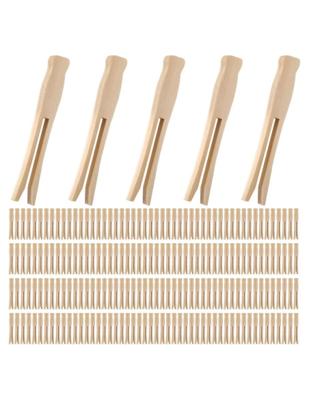 200 Pinzas de Madera Vintage Zubebe para Ropa 9.5 cm