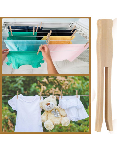 200 Pinzas de Madera Vintage Zubebe para Ropa 9.5 cm