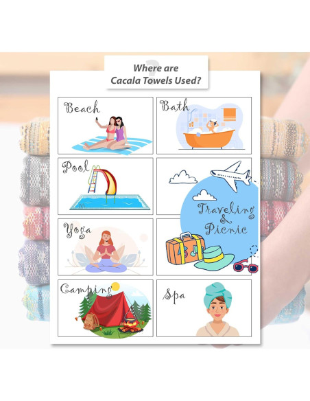 Toalla de Playa Cacala 100% Algodón 94x178 cm Secado Rápido