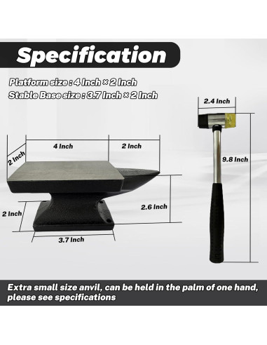 Juego de Yunque Mini Hyecen 1.36 kg con Martillo de Goma