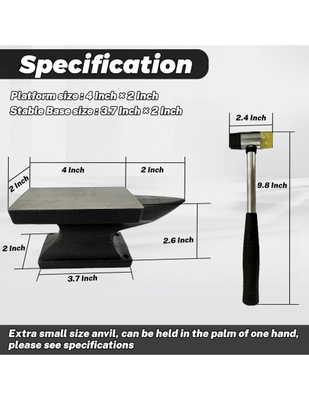 Juego de Yunque Mini Hyecen 1.36 kg con Martillo de Goma