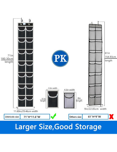 Organizador de zapatos para puerta Zebricolo, 14 bolsillos, 20.4 kg