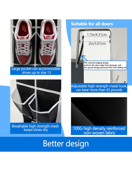 Organizador de zapatos para puerta Zebricolo, 14 bolsillos, 20.4 kg