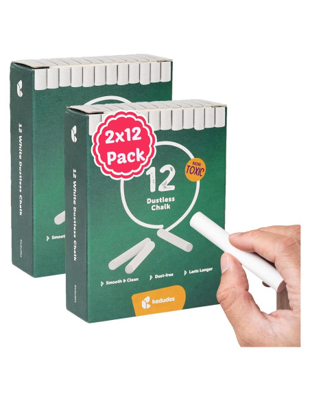 Tiza Blanca Sin Polvo Kedudes - 24 Palos para Pizarra