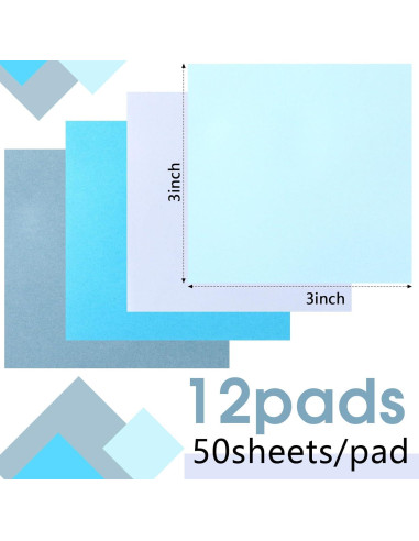 Notas Adhesivas Azules Thenshop 12 Pads 50 Hojas 7.62cm