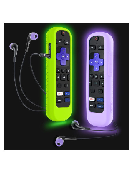 Funda de Silicona para Control Remoto Roku Pro Verde y Morado