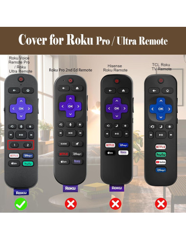 Funda de Silicona para Control Remoto Roku Pro Verde y Morado