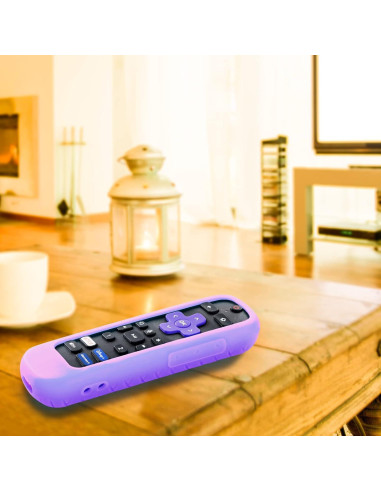 Funda de Silicona para Control Remoto Roku Pro Verde y Morado