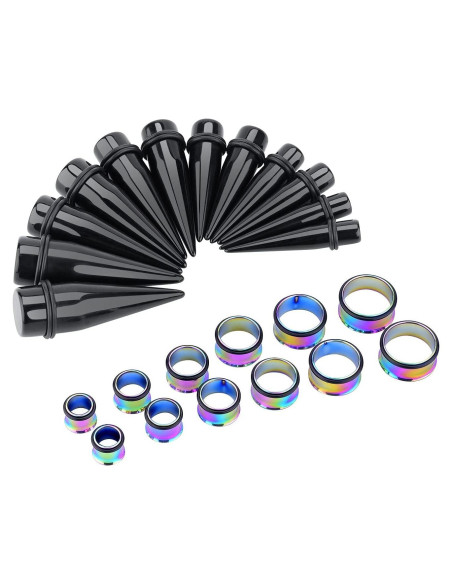 Kit de Estiramiento de Orejas 24 Piezas Acrílico y Acero 10-20MM