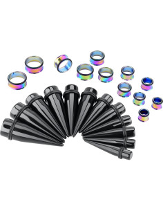 Kit de Estiramiento de Orejas 24 Piezas Acrílico y Acero 10-20MM 2
