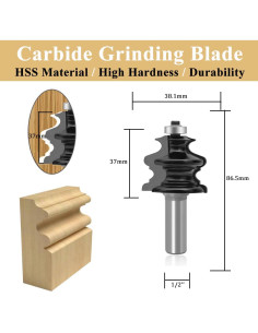 Juego de Brocas de Router TAIWAIN 10 PCS 1/2" Mango Carburo 2