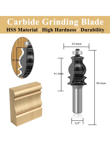 Juego de Brocas de Router TAIWAIN 10 PCS 1/2" Mango Carburo