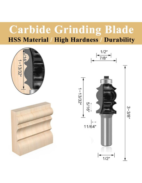 Juego de Brocas de Router TAIWAIN 10 PCS 1/2" Mango Carburo