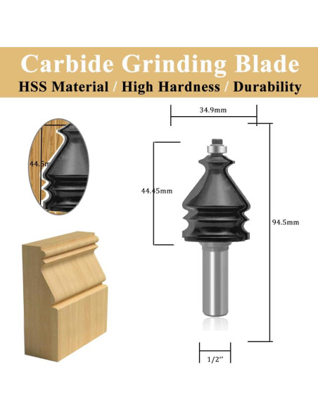 Juego de Brocas de Router TAIWAIN 10 PCS 1/2" Mango Carburo