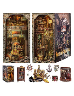 Kit de Rincón de Libros Wimlade Barco Pirata 3D con LED