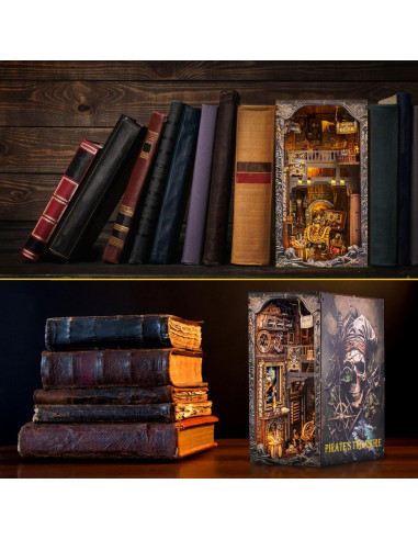 Kit de Rincón de Libros Wimlade Barco Pirata 3D con LED