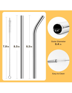 Popotes de Acero Inoxidable Diumepo 10mm Reutilizables 6 Pzas 2