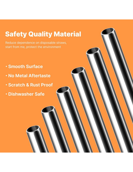 Popotes de Acero Inoxidable Diumepo 10mm Reutilizables 6 Pzas