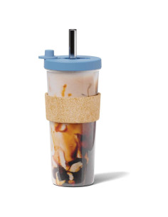 Taza de Té de Burbuja Reutilizable Dodoko 24 oz Azul Brisa