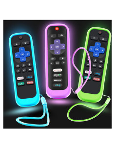 Funda de Silicona Brillante para Control Remoto Roku - Verde Cielo Púrpura
