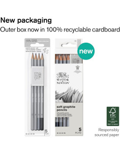Set de 5 Lápices de Grafito Winsor & Newton - HB, 2B, 4B, 8B 2
