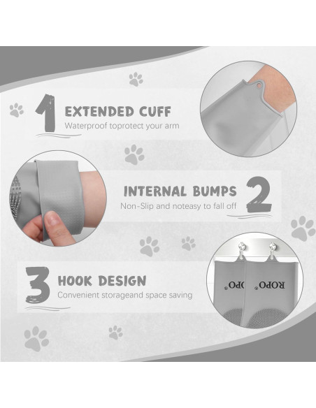 Guantes de Silicona ROPO para Cuidado de Mascotas - Gris