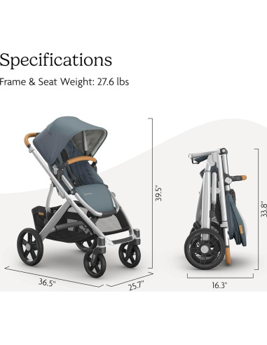 Carriola UPPAbaby Vista V3 - Modular, Azul Piedra, 1 Asiento