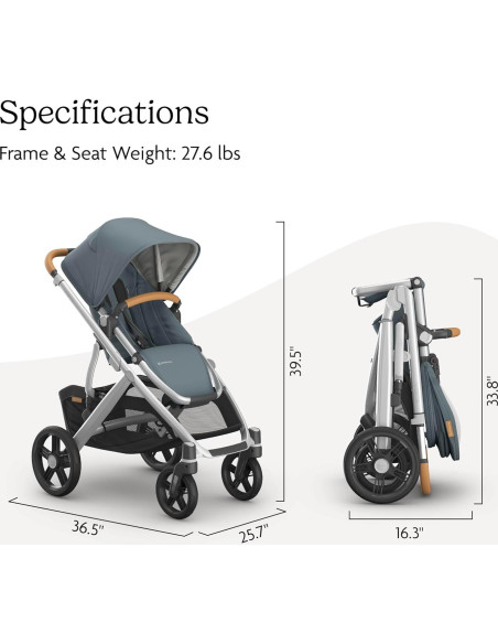 Carriola UPPAbaby Vista V3 - Modular, Azul Piedra, 1 Asiento